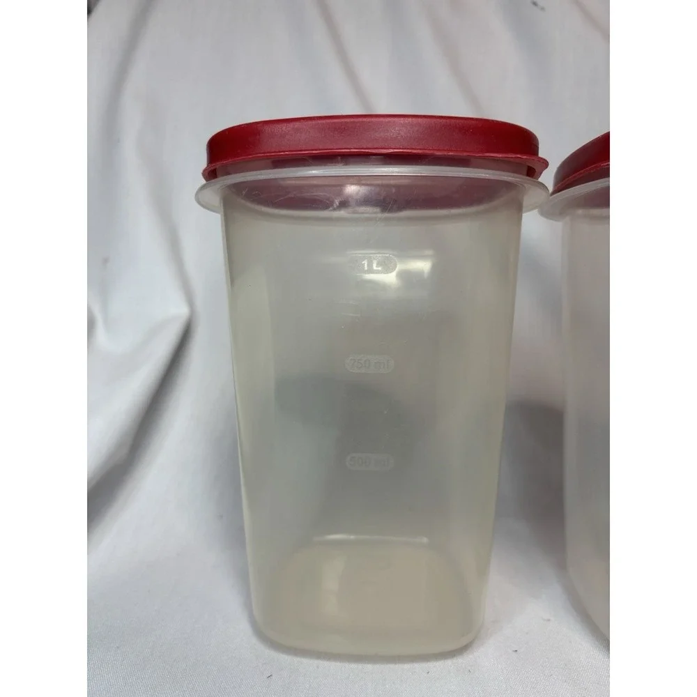 Rubbermaid Storage Container Set 1.2L Rectangular Clear/Red Snap Lid 2pcs